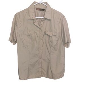 Rufiji Safari Store London Shirt Womens Size 16 Tan Ripstop Outdoor Hiking Top